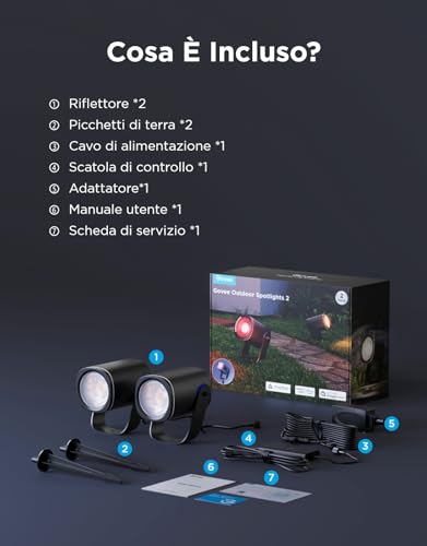 Govee Outdoor Spotlights 2, RGBWIC Outdoor Lights, Dimmable 700lm, Pack of 2 | IP67 Garden Light with 69 Scene and 16 Mon Colours, LED Lights with Different Installation Ways, Works with Alexa