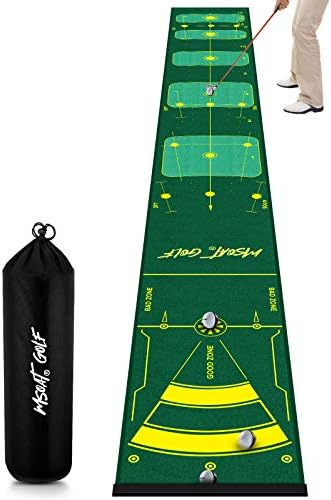 MSOAT Golf Putting Green Mat 1.6ft x 13.1ft, Professional Multi-Angle Practice Putting Mat, Golf Training Equipment and Accessories, Portable Golf Training Aid for Indoor Outdoor Use MSOAT Golf Putting Green Mat 1.6ft x 13.1ft, Professional Multi-Angle Practice Putting Mat, Golf Training Equipment and Accessories, Portable Golf Training Aid for Indoor Outdoor Use