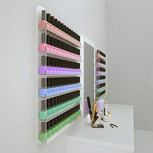 NIUBEE Acrylic Nail Polish Rack Wall Mounted Organizer Holds 120