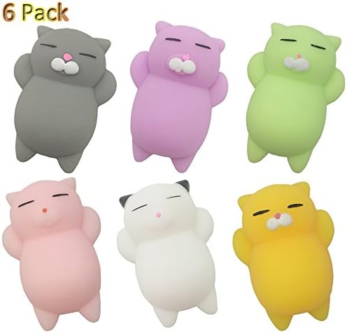 Mochi Squishy Toys,Etastay 6 PCS Kawaii Mochi Squishy Cat Animals Squeeze Toys Mini squishies Pack Stress Relief Novelty Squishy Toys for Kids and Adults