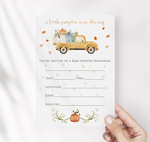 M Market On Mainstreet Pumpkin Truck Baby Shower Invitation, Includes Envelopes, 25 Count, Made In The U.S.A.