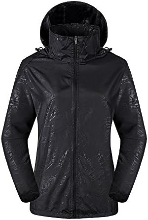 LeoVera Unisex UV Protect Quick-Dry Lightweight Windbreaker Outdoor Hoodie Skin Coat Skin Jackets LVPFY118-Black-XXL