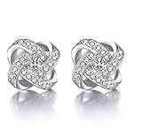 Zhiwen Womens 925 Sterling Silver Swarovski Crystal Eternal Heart Ear Stud Diamond Windmill Shape Earrings
