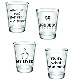 Gift Pack - Funny Shot Glasses - Set of 4 (2oz) - Great Gift Idea