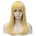 Aosler Wig Ponytail for Women Middle Length Golden Cosplay Party Costume Wigs with 1 Short Ponytail Clip