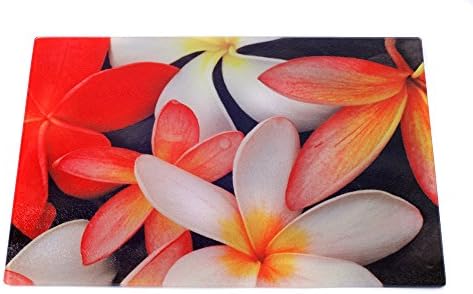 McAulay Arts Glass Cutting Board Plumeria Flowers 15.25" x 11.25"