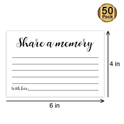 50 Pack Share a Memory Cards, Share a Memory Card for Funeral, Birthday, Retirement, Anniversary, Wedding, Celebration of life, Going Away Party Decorations, 4x6 Inch