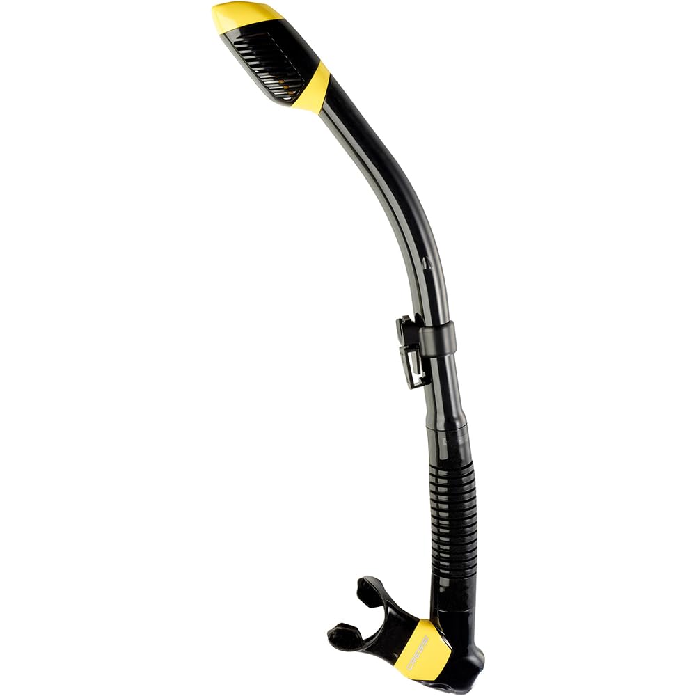 Cressi Dry Snorkel - Unisex Premium Dry Snorkel for Diving/Apnea/Snorkeling, Black/Yellow, One Size