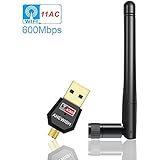 ANEWISH 600Mbps USB Wifi Adapter Dual Band 5G.8/2.4G Wireless Card Adapter Dongle for Desktop PC Laptop, Support Windows 10/8.1/8/7/XP/Vista, MAC OS X 10.4-10.12