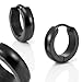 Urban Jewelry Mens Black Stainless Steel Hinged Hoop Earrings 10mm