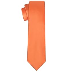 KissTies Mens Orange Tie Solid Color Satin Formal