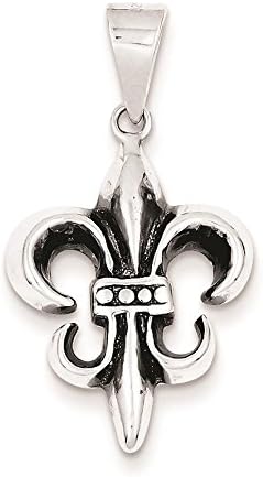 925 Sterling Silver Antiqued Fluer de lis Charm Pendant 29mm x 17mm
