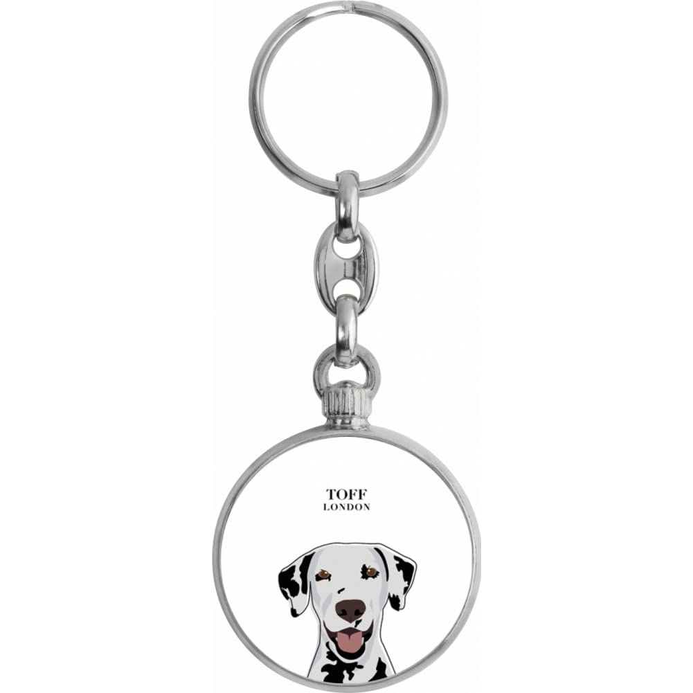 Toff London Black And White Dalmatian Dog Head Keyring