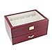 Caddy Bay Collection Rosewood Finish Watch Case Display Storage Watch Box Chest with Glass Clear Viewing Top Holds 20 Watches