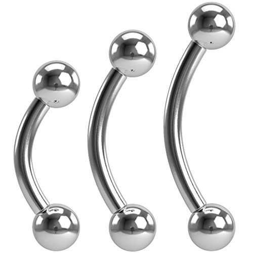 3pc Curved Barbell 14g Banana J Curve Earrings Cartilage Daith Eyebrow Triple Forward 6mm 8mm 10mm