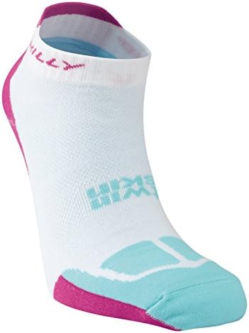 Hilly No Show Running Twin Skin Socklet, Purple/Aquamarine, Small with a sock ring