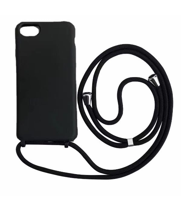 PuYu Zhe Compatible With iPhone 6/7/8 Case,Soft Matte Silicone TPU Crossbody Cover with Adjustable Neck Cord Lanyard Strap,Slim Stylish Shockproof Lanyard Case-Black — image 1
