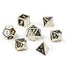 DnDnD Double Color DND Metal Dice Set, Heavy Polyhedral Dungeons and Dragons Playing Dice for Table Game(Black and White with Gold Number)