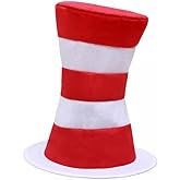 GJD Striped High Top Hat, Red White, Stovepipe Costume Hat, Tall Hat for Adult, Cosplay Costume, Party Supplies, Halloween Props