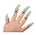 False Nail Punk Style Clear Crystal Claw Paw Talon Finger RING Knuckle Bend Fingertip Finger Claw Ring Set of 5 Pcs (Gold)