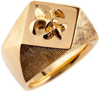 Amazon メンズ ピンクゴールドk18 18金 印台リング 幅広 指輪 ユリの紋章 ゴールドリング ピンキーリング 地金リング 宝石なし 百合 フルール ド リス 18金 5 リング 通販