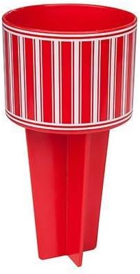 Beach Buddy Cup Holder - Red with White Stripes