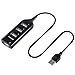 DHB 4 Port Mini USB 2.0 Hub for Laptop PC High Speed 480Mbps Black