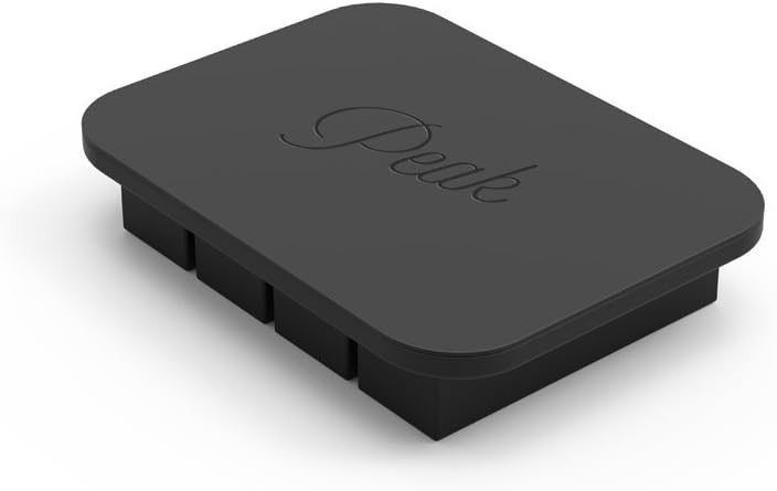 W&P Peak Silicone Collins Ice Tray w/ Protective Lid | Charcoal | Easy to Remove Ice Cubes | Food Grade Premium Silicone | Dishwasher Safe, BPA Free