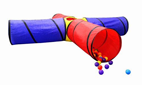 Kiddey 4-Way Tunnel Pop-up Fun Junction Set 8 Feet Toy Tent Kids Play Tube -No Assembly Required- Great Gift Idea for Kids Trade; - Thumbnail 4