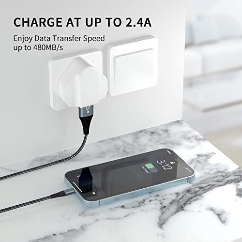 iPhone Charger Cable 6ft 3Pack, [Apple MFi Certified ] Lightning Cable Nylon Braided USB Fast iPhone Charging Cables Cord Compatible with iPhone14/13/12/12Pro/12ProMax/11/11Pro/XS MAX/XR/XS/X/8/7