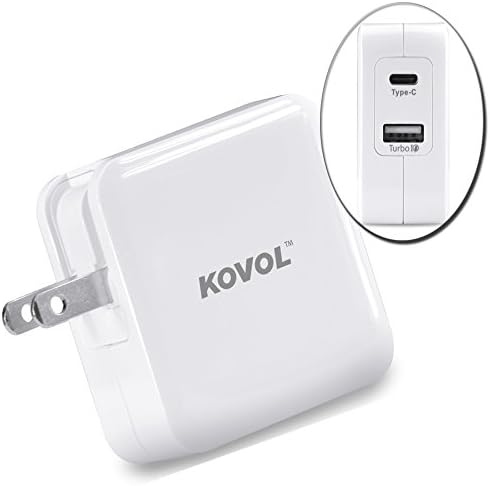 USB C Wall Charger, KOVOL 30W USB Dual Ports (Type C + Turbo IQ) Power Adapter AC Wall Charger for iPhone 6S, 6, 6 Plus 5S, 5, 4S, 4; iPad, Samsung Galaxy S7, S6, Nexus 6P/5X and More