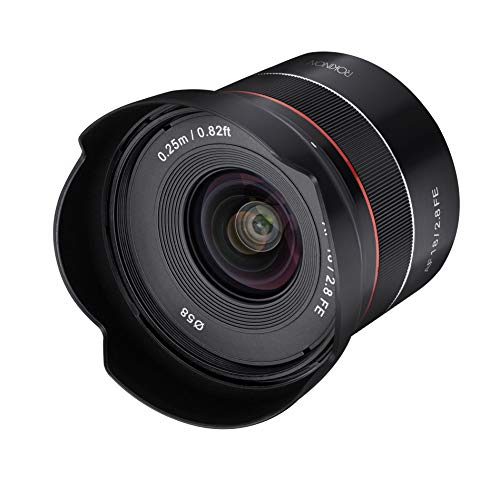 ROKINON AF 18 mm F2.8 Lente de marco completo de enfoque automático gran angular para Sony E Mount, negro