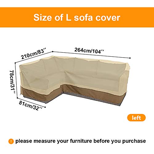 Outdoor Sectional L Shaped Sofa Cover, 104 Inch Patio Furniture Covers