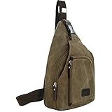 Saygoer Canvas Sling Bag Chest Bag Pack Small Travel Unbalance Crossbody Bag Men Women with Adjustable Strap for Outdoor Sports