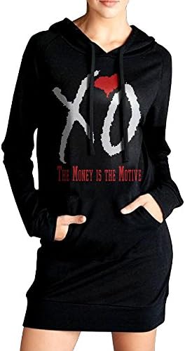 Womens XO Stylish Long Sleeve Hoodie Sweatshirt Dress Whith Pockets XL