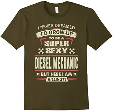 Mens Diesel Mechanic T-Shirt 2XL Olive