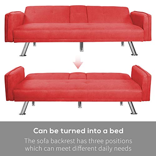 DKLGG Convertible Futon Bed Modern Velvet Recliner Couch with Armrest