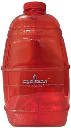 1 Gallon BPA FREE FDA Approved Reusable Plastic Drinking Water Big Mouth "Dairy" Bottle Jug Container with Holder - Made in USA (Red)