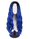 SEIKEA Women Color Wig Long Curly Hair Ombre with Root Girl Cosplay Costume Heat Resistant Synthetic Hairpiece - Dark Blue