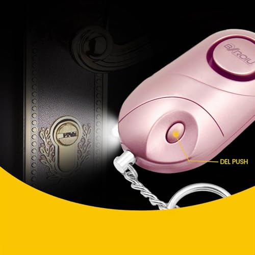 Personal Security Alarm with LED Light - Compact Emergency Keychain for Kids Women and Seniors Crime Prevention Warning (Pink+Black)