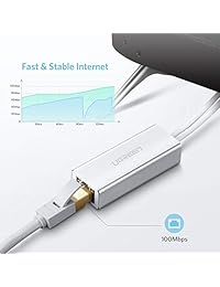 UGREEN Adaptador Ethernet para Fire TV Stick (2nd GEN), All New Fire TV (2017), Chromecast Ultra 2 1 Audio,  Home Mini, Adaptador Micro USB a RJ45 Ethernet con cable de alimentación USB (3.3ft)