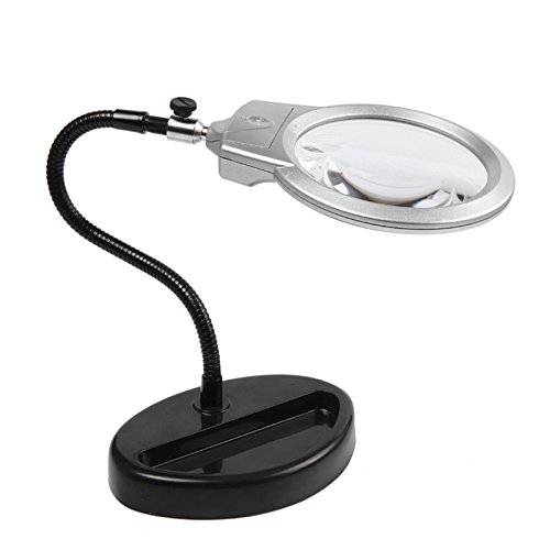 Zehui Magnifier 107mm Large Lens Magnifying Glass Adjustable Metal Hose Desk Lamp Magnifier with LED Lamps
