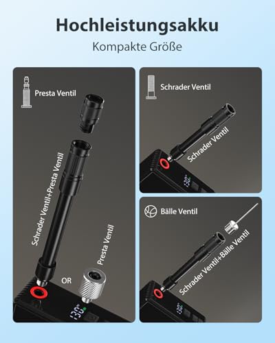 Mini Electric Bike Inflator Pump, Max 130 PSI, Quick Inflation 35s, 3 in 1 Rechargeable Bicycle Pump Compatible with Pressure Gauge Presta and Schrader Valves for MTB and Road Bike