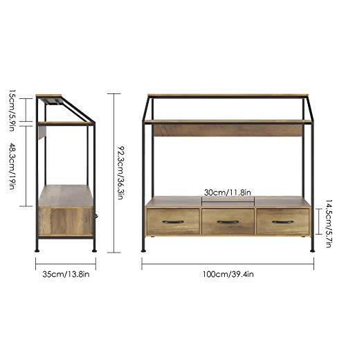 HOMECHO Tall Console Table with Fabric Drawers, Entryway Table with