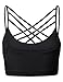 Women's Front Criss Cross Strappy Wirefree Fitness Bralette Tops Black SM