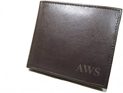 RFID BiFold Personalized Monogram Brown Leather Custom Mens Wallet