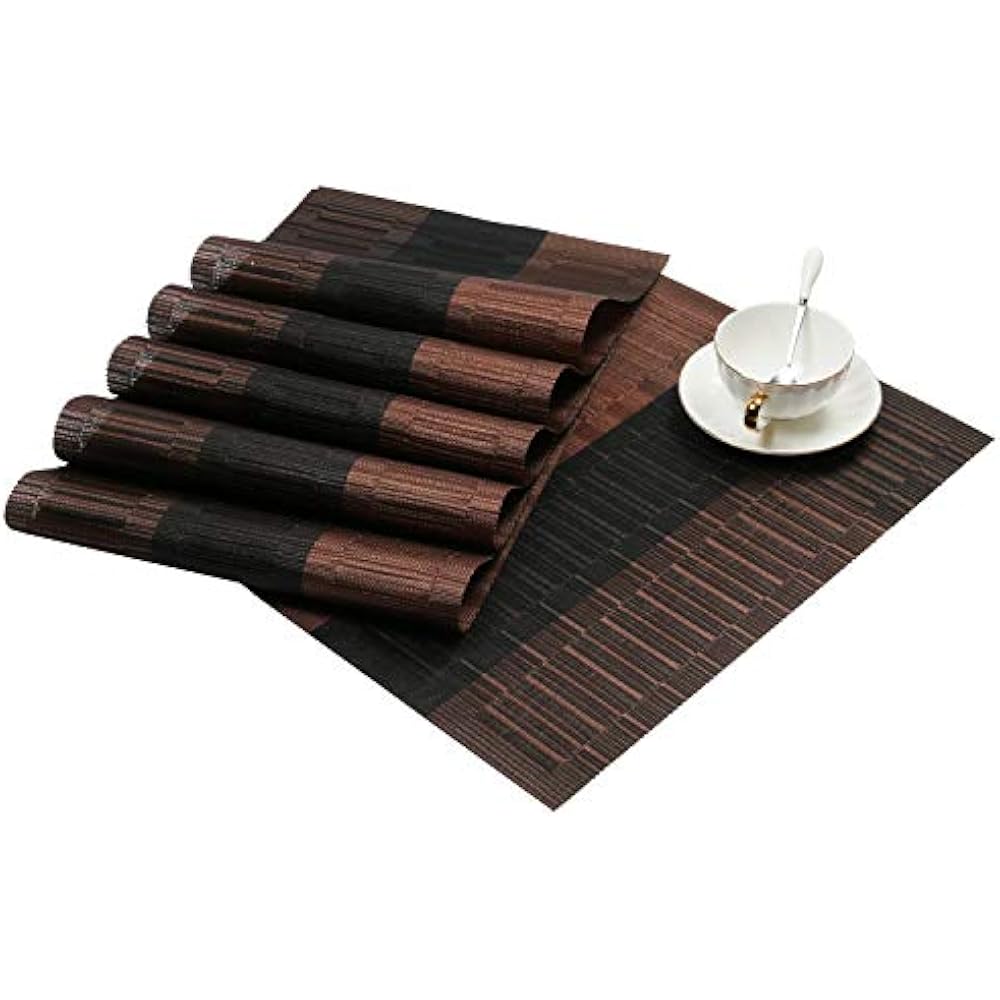 Placemats Set Of 6 Woven Vinyl Mats For Dining Table Heat Resistant Wipeable (6, eBay