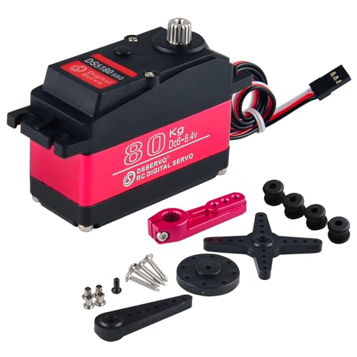 Stemedu 80KG High Torque RC Servo DS5180, Large Size PWM Control Servo, Stainless Steel Gear, 270° Control Steering Motor for 1/5 RC Vehicles, Crawlers, Robots, Boats