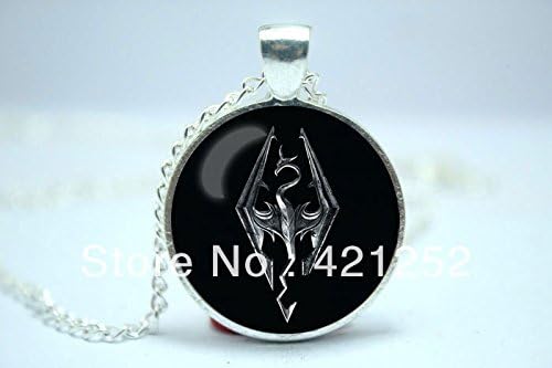Pretty Lee 2015 Fashion Handmade Vintage Bronze Style Skyrim Emblem Cabochon Dome Inspired Glass Cabochon Dome Pendant Christmas gift