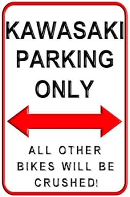 Kawasaki Parking Only Motorcycle - Aluminium Wall Sign 20 x 30cms